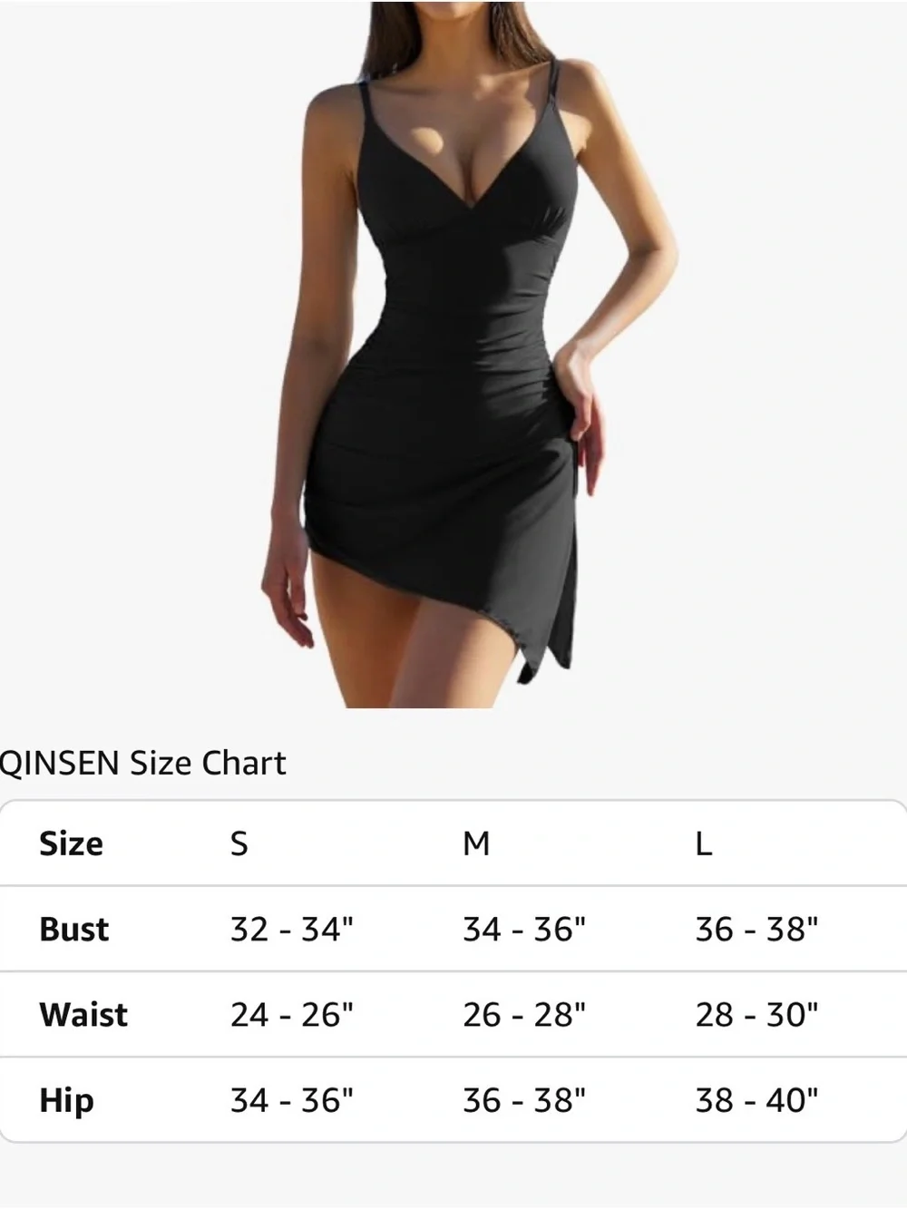 NEW 🖤Swim Black Ruched Swimdress - V-Neck - Picture 4 of 12